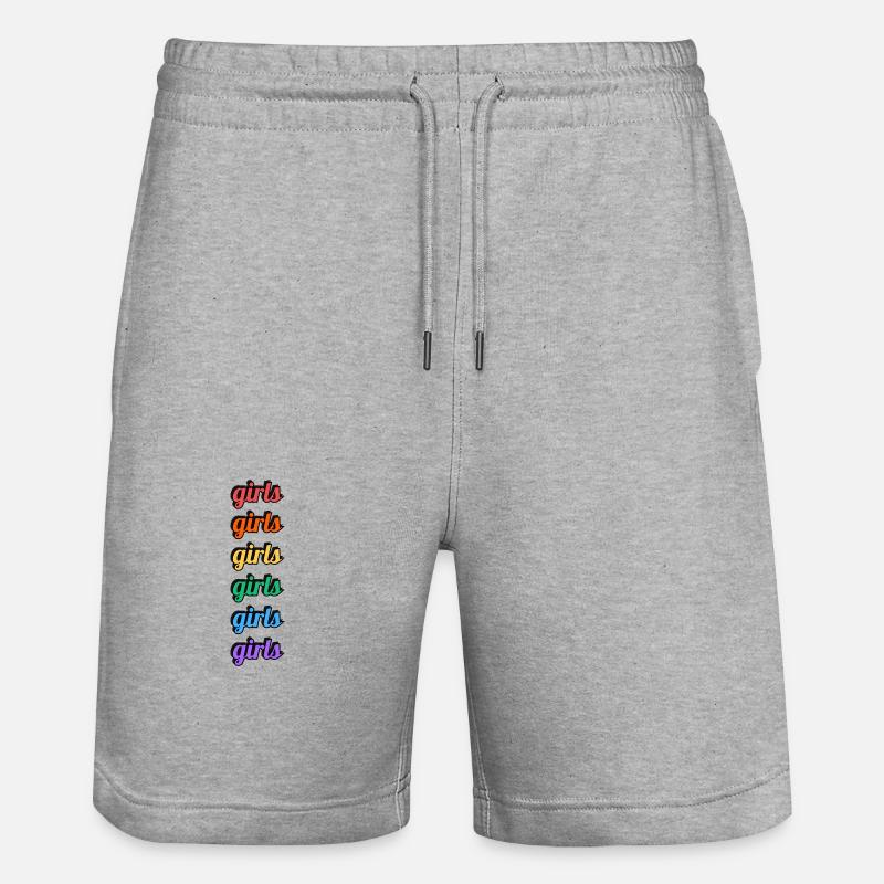 Lesbische Mädchen Regenbogen Text - Stanley/Stella Unisex Bio Joggingshorts Trainer  - Grau meliert