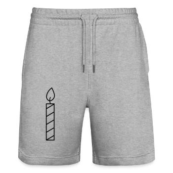 Kerze schwarz Kontur - Stanley/Stella Unisex Bio Joggingshorts Trainer  - Grau meliert - Vorne - Nik (191cm) & Marisol (170cm)