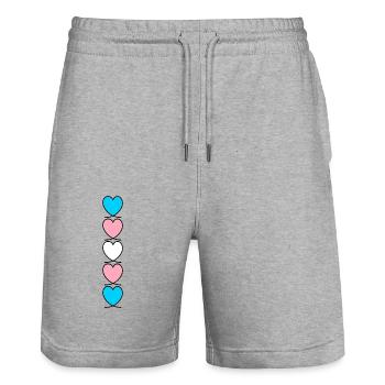 Transgender Herzen transsexuell trans* Herz trans - Stanley/Stella Unisex Bio Joggingshorts Trainer  - Grau meliert - Vorne - Nik (191cm) & Marisol (170cm)