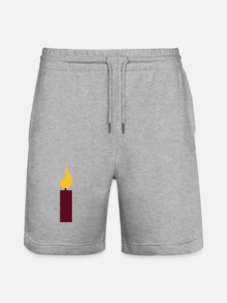 1st birthday - candle - Stanley/Stella Trainer Unisex Organic Jogging Shorts - heather grey
