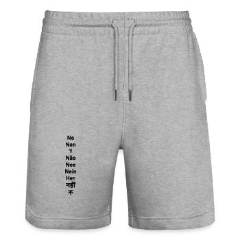 Nein – Non – لا – Não – Nee – Nein – Нет – नहीं – 不 - Stanley/Stella Unisex Bio Joggingshorts Trainer  - Grau meliert - Vorne - Nik (191cm) & Marisol (170cm)