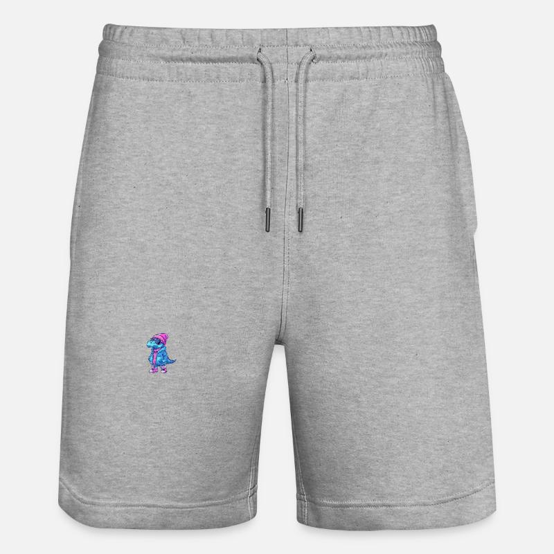 Dinosaur brontosaurus winter comic - Stanley/Stella Trainer Unisex Organic Jogging Shorts - heather grey