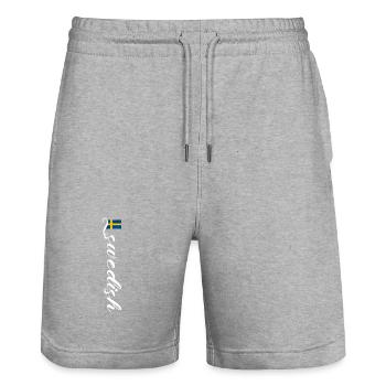 Suède - Short de jogging bio TRAINER Stanley/Stella unisexe - gris chiné - Devant - Nik (191cm) & Marisol (170cm)