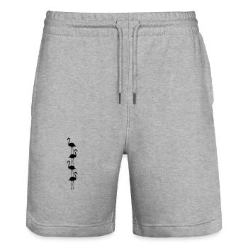 Flamingos Animals - Stanley/Stella Trainer Unisex Organic Jogging Shorts - heather grey - Front - Nik (191cm) & Marisol (170cm)