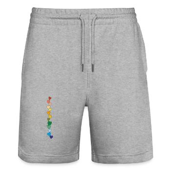 heart chain colorful - Stanley/Stella Trainer Unisex Organic Jogging Shorts - heather grey - Front - Nik (191cm) & Marisol (170cm)