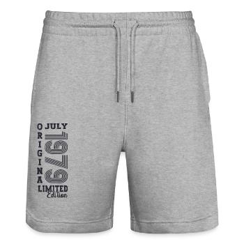 44. Geburtstag Mann Original Juli Jahrgang 1979 - Stanley/Stella Unisex Bio Joggingshorts Trainer  - Grau meliert - Vorne - Nik (191cm) & Marisol (170cm)