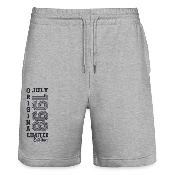 25th Birthday Man Original July Vintage 1998 - Stanley/Stella Trainer Unisex Organic Jogging Shorts - heather grey - Front - Nik (191cm) & Marisol (170cm)