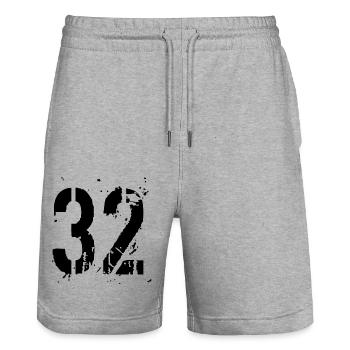 32 Nombre 32 - Short de jogging bio TRAINER Stanley/Stella unisexe - gris chiné - Devant - Nik (191cm) & Marisol (170cm)