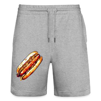 Hot Dog Würstchen Wurst für für Hot Dog - Stanley/Stella Unisex Bio Joggingshorts Trainer  - Grau meliert - Vorne - Nik (191cm) & Marisol (170cm)