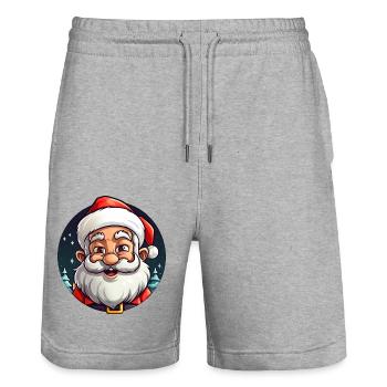 Weihnachtsmänner Weihnachten - Stanley/Stella Unisex Bio Joggingshorts Trainer  - Grau meliert - Vorne - Nik (191cm) & Marisol (170cm)