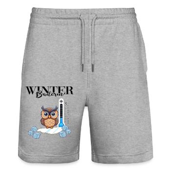 Winterbaderin Eisbaden Winterschwimmen Wintereule - Stanley/Stella Unisex Bio Joggingshorts Trainer  - Grau meliert - Vorne - Nik (191cm) & Marisol (170cm)