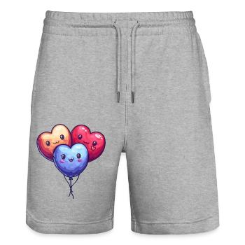Ballon Herzen auch für Kinder und Geburtstage - Stanley/Stella Unisex Bio Joggingshorts Trainer  - Grau meliert - Vorne - Nik (191cm) & Marisol (170cm)