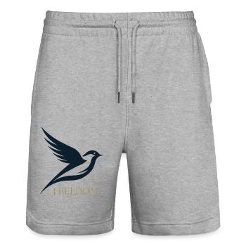 blue bird - Short de jogging bio TRAINER Stanley/Stella unisexe - gris chiné - Devant - Nik (191cm) & Marisol (170cm)