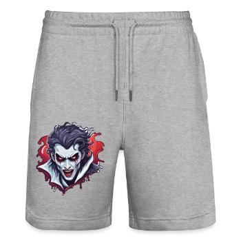 Vampir / Dracula / Blutsauger / Halloween / Mythos - Stanley/Stella Unisex Bio Joggingshorts Trainer  - Grau meliert - Vorne - Nik (191cm) & Marisol (170cm)