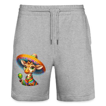 Cinco de Mayo Girafe mignonne aux yeux verts - Short de jogging bio TRAINER Stanley/Stella unisexe - gris chiné - Devant - Nik (191cm) & Marisol (170cm)