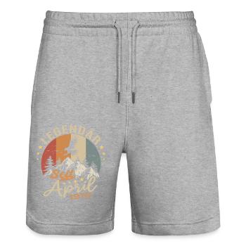 April 1970 Jahrgang geboren Vintage Geburtstag - Stanley/Stella Unisex Bio Joggingshorts Trainer  - Grau meliert - Vorne - Nik (191cm) & Marisol (170cm)