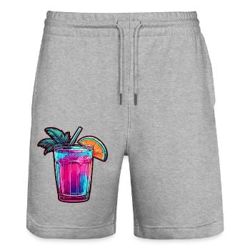 Cocktail / Bar / Mixing / Drink / Exotic / Club - Stanley/Stella Trainer Unisex Organic Jogging Shorts - heather grey - Front - Nik (191cm) & Marisol (170cm)
