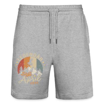 April 1941 Jahrgang geboren Vintage Geburtstag - Stanley/Stella Unisex Bio Joggingshorts Trainer  - Grau meliert - Vorne - Nik (191cm) & Marisol (170cm)