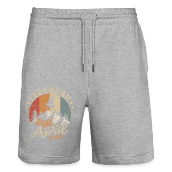 Avril 1997 Vintage Born Vintage Anniversaire - Short de jogging bio TRAINER Stanley/Stella unisexe - gris chiné - Devant - Nik (191cm) & Marisol (170cm)
