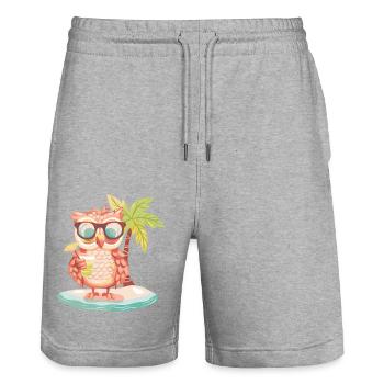 Vacances d’été à la plage Owl - Short de jogging bio TRAINER Stanley/Stella unisexe - gris chiné - Devant - Nik (191cm) & Marisol (170cm)