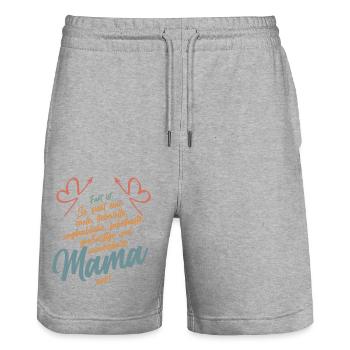 Super-Mama: Cool, Liebevoll & Unvergleichlic - Stanley/Stella Unisex Bio Joggingshorts Trainer  - Grau meliert - Vorne - Nik (191cm) & Marisol (170cm)