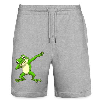 Cooler Frosch Dabbing Pose Trendig - Stanley/Stella Unisex Bio Joggingshorts Trainer  - Grau meliert - Vorne - Nik (191cm) & Marisol (170cm)