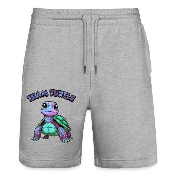 Team Turtle - 2 - Stanley/Stella Trainer Unisex Organic Jogging Shorts - heather grey - Front - Nik (191cm) & Marisol (170cm)