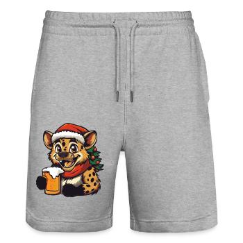Hyäne Weihnachten Bier - Stanley/Stella Unisex Bio Joggingshorts Trainer  - Grau meliert - Vorne - Nik (191cm) & Marisol (170cm)