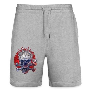 Jolly Roger - Stanley/Stella Trainer Unisex Organic Jogging Shorts - heather grey - Front - Nik (191cm) & Marisol (170cm)