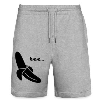 Hmm Yummy Banana Gift - Stanley/Stella Trainer Unisex Organic Jogging Shorts - heather grey - Front - Nik (191cm) & Marisol (170cm)