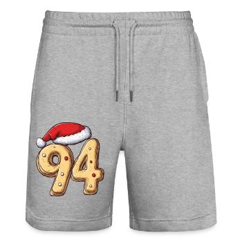 94 Number Christmas Cookie - Stanley/Stella Trainer Unisex Organic Jogging Shorts - heather grey - Front - Nik (191cm) & Marisol (170cm)