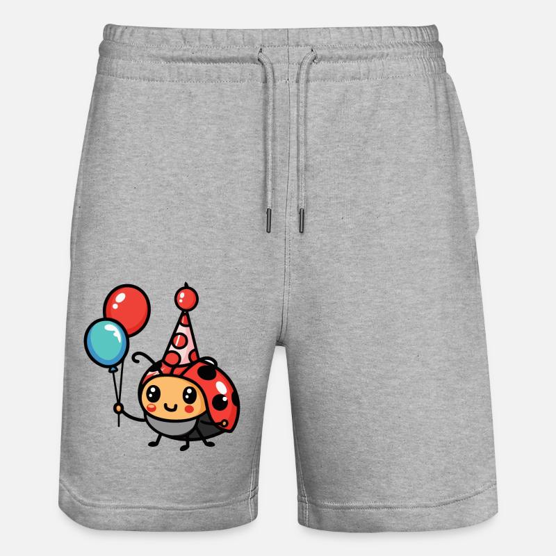 Ladybug Birthday Comic Cute - Stanley/Stella Trainer Unisex Organic Jogging Shorts - heather grey