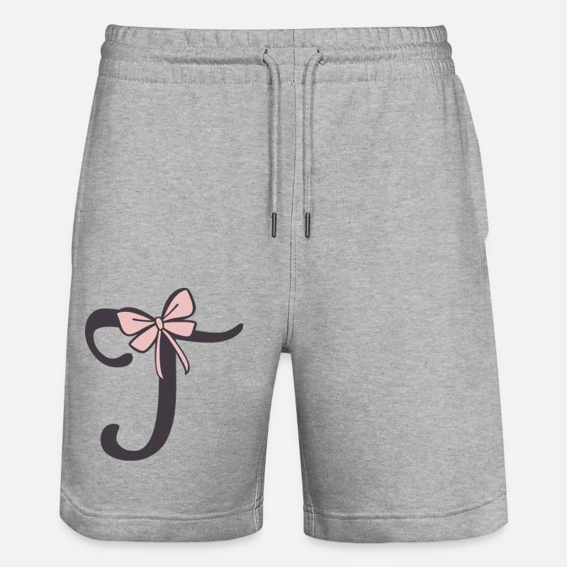 Anfangsbuchstabe T Schleifchen - Stanley/Stella Unisex Bio Joggingshorts Trainer  - Grau meliert