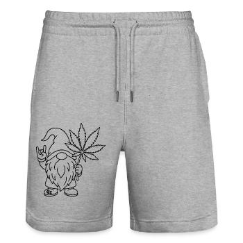 Süßer Hanf Gnom/Zwerg mit Cannabisblatt - Stanley/Stella Unisex Bio Joggingshorts Trainer  - Grau meliert - Vorne - Nik (191cm) & Marisol (170cm)