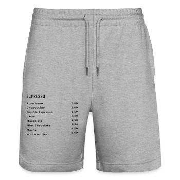 Design ohne Titel 2 - Stanley/Stella Unisex Bio Joggingshorts Trainer  - Grau meliert - Vorne - Nik (191cm) & Marisol (170cm)