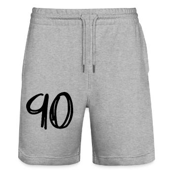 90. 90 JAHRE. 90-JÄHRIGES JUBILÄUM. GEBURTSTAG 90 JAHRE. - Stanley/Stella Unisex Bio Joggingshorts Trainer  - Grau meliert - Vorne - Nik (191cm) & Marisol (170cm)