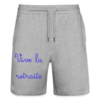 RUHESTAND. ALLES GUTE FÜR DEN RUHESTAND. ALLES GUTE FÜR DEN RUHESTAND - Stanley/Stella Unisex Bio Joggingshorts Trainer  - Grau meliert - Vorne - Nik (191cm) & Marisol (170cm)