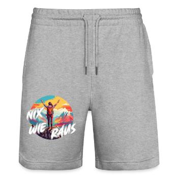 Nix wie raus - perfekt für Outdoor Fans, Wanderer - Stanley/Stella Unisex Bio Joggingshorts Trainer  - Grau meliert - Vorne - Nik (191cm) & Marisol (170cm)