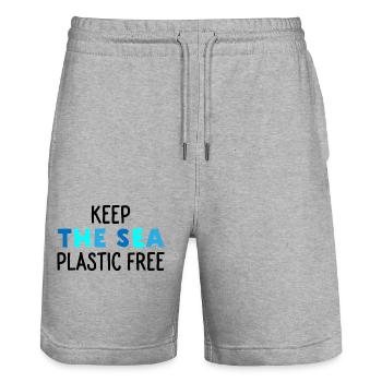 Protection de l’environnement en mer - Short de jogging bio TRAINER Stanley/Stella unisexe - gris chiné - Devant - Nik (191cm) & Marisol (170cm)