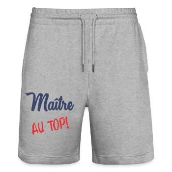 MAÎTRE AU TOP - Short de jogging bio TRAINER Stanley/Stella unisexe - gris chiné - Devant - Nik (191cm) & Marisol (170cm)