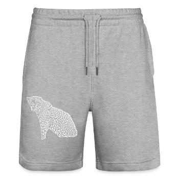 Leopard Black - Stanley/Stella Trainer Unisex Organic Jogging Shorts - heather grey - Front - Nik (191cm) & Marisol (170cm)