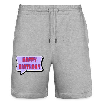 ALLES GUTE ZUM GEBURTSTAG. ALLES GUTE ZUM GEBURTSTAG. JAHRESTAG. - Stanley/Stella Unisex Bio Joggingshorts Trainer  - Grau meliert - Vorne - Nik (191cm) & Marisol (170cm)