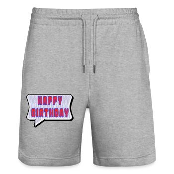 ALLES GUTE ZUM GEBURTSTAG. ALLES GUTE ZUM GEBURTSTAG. JAHRESTAG. - Stanley/Stella Unisex Bio Joggingshorts Trainer  - Grau meliert - Vorne - Nik (191cm) & Marisol (170cm)
