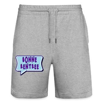 ZURÜCKKEHREN. ALPHABET. ES LEBE DIE RÜCKKEHR. - Stanley/Stella Unisex Bio Joggingshorts Trainer  - Grau meliert - Vorne - Nik (191cm) & Marisol (170cm)