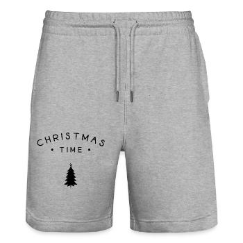 Période de Noël - Short de jogging bio TRAINER Stanley/Stella unisexe - gris chiné - Devant - Nik (191cm) & Marisol (170cm)