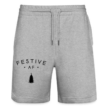 Festive AF - Stanley/Stella Trainer Unisex Organic Jogging Shorts - heather grey - Front - Nik (191cm) & Marisol (170cm)