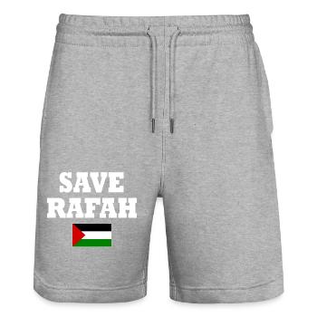 Save rafah - Stanley/Stella Trainer Unisex Organic Jogging Shorts - heather grey - Front - Nik (191cm) & Marisol (170cm)