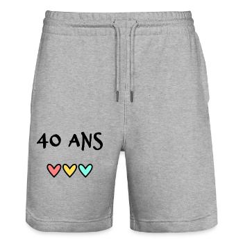 40. 40 YEARS. 40th ANNIVERSARY. BIRTHDAY 40 YEARS. - Stanley/Stella Trainer Unisex Organic Jogging Shorts - heather grey - Front - Nik (191cm) & Marisol (170cm)