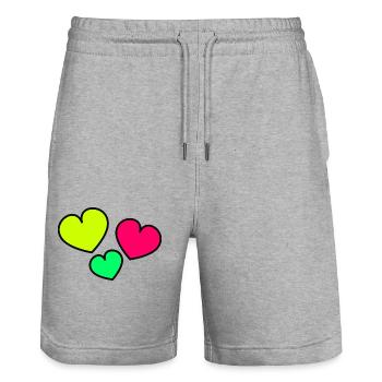 CHRISTMAS. YEAR. ANNIVERSARY. RETIREMENT. DAD. MAMAM. - Stanley/Stella Trainer Unisex Organic Jogging Shorts - heather grey - Front - Nik (191cm) & Marisol (170cm)