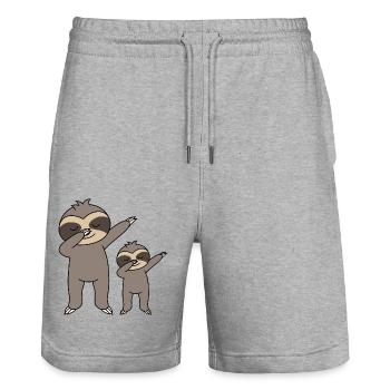 Dabbing Faultiere - Stanley/Stella Unisex Bio Joggingshorts Trainer  - Grau meliert - Vorne - Nik (191cm) & Marisol (170cm)